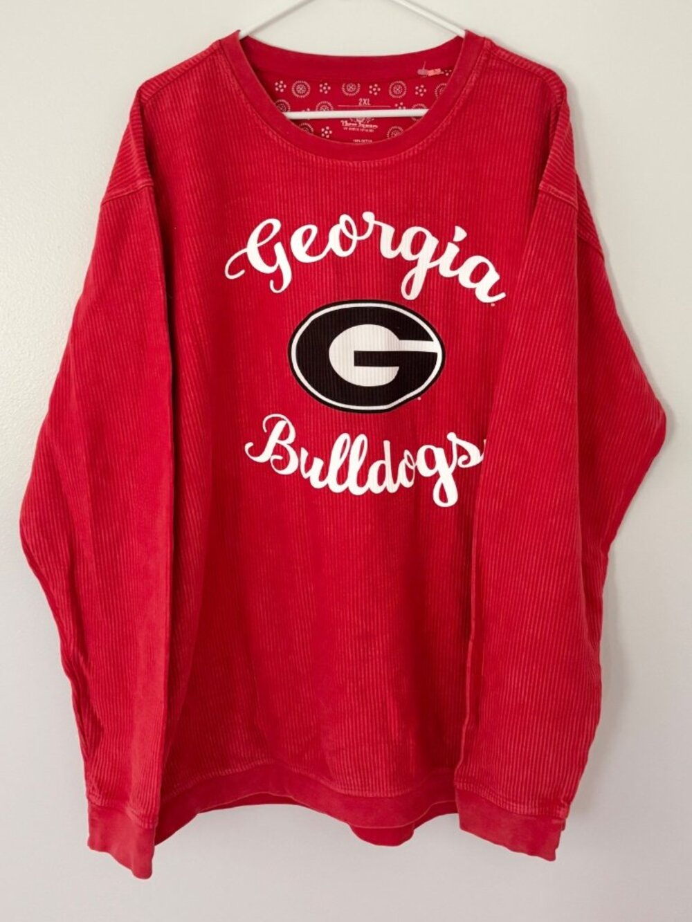 Women’s Georgia Bulldogs Red Ribbed Long Sleeve Shirt 2XL NCAA College Football